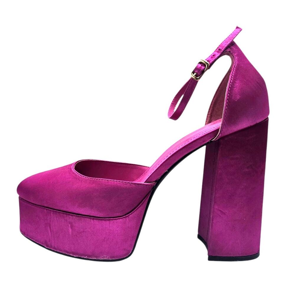 Madden Girl Magenta Pink Satin Dion Platform High Heel Pump - Picture 2 of 11